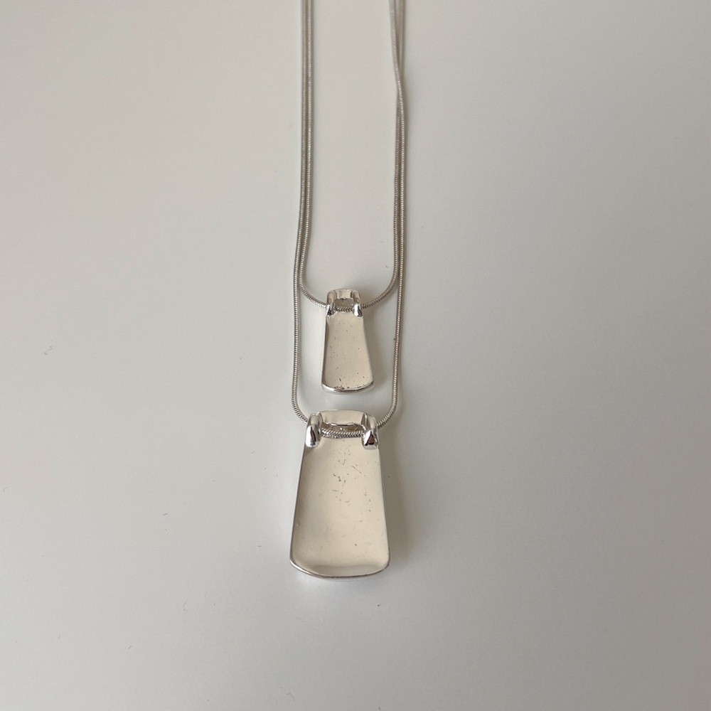 Ralph Lauren Silver Tiered Necklace + Turquoise Stone Pendant | 17–19” | GUC - Picture 5 of 9